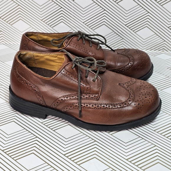 Drew Men\'s Brown Leather Orthopedic Shoes Clayton Oxford Wingtip Size 8.5 6E.